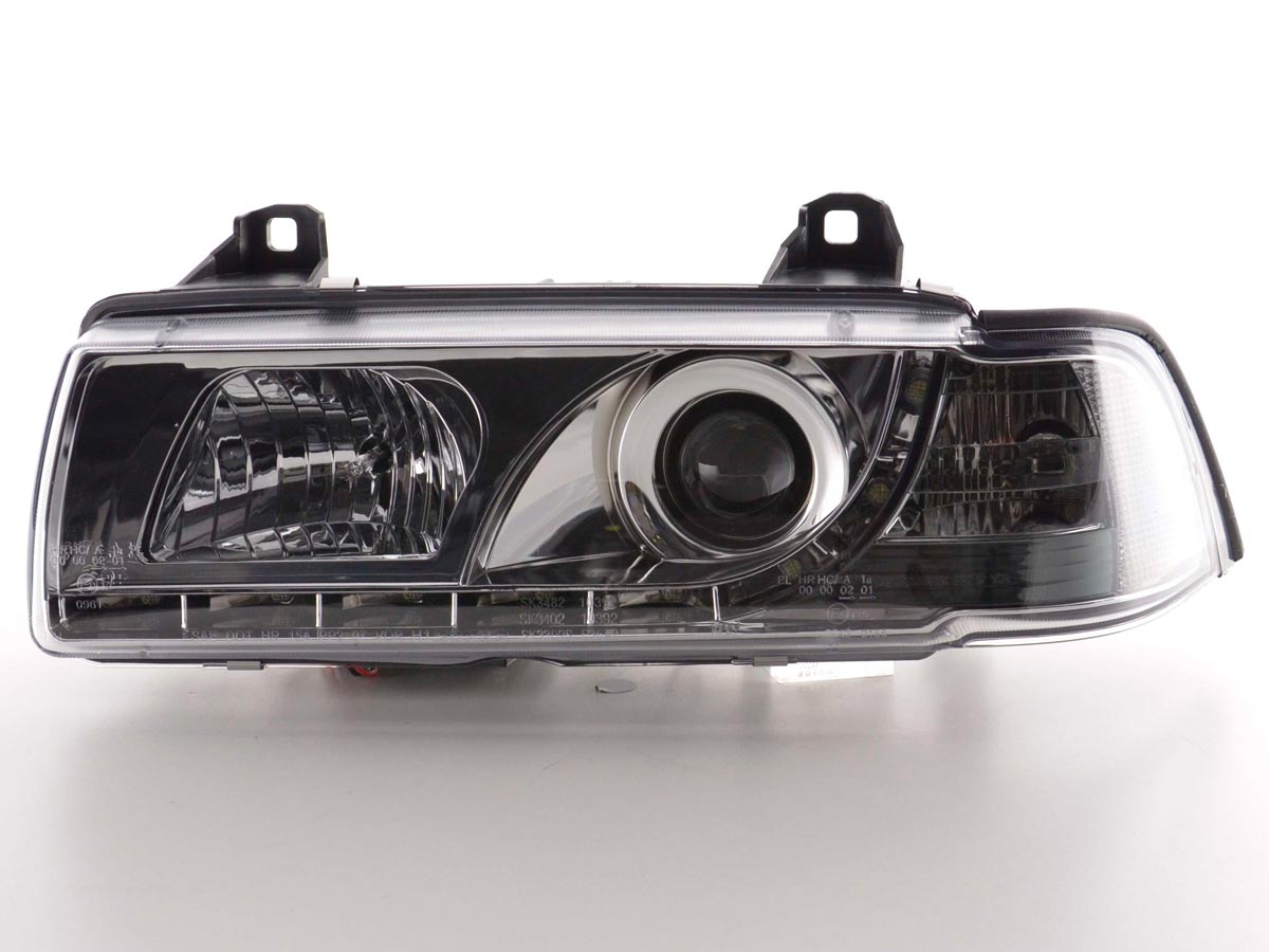 Scheinwerfer Set Daylight LED Tagfahrlicht BMW 3er E36 Coupe/Cabrio 92-98 chrom für Rechtslenker Scheinwerfer Set Daylight LED Tagfahrlicht BMW 3er E36 Coupe/Cabrio 92-98 chrom für Rechtslenker